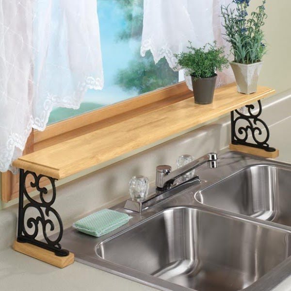 Love the over the sink shelf for extra storage in the kitchen 