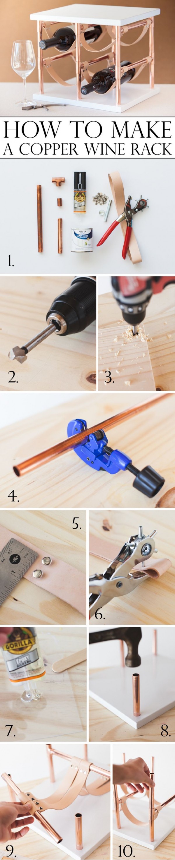 16 Trendy DIY Ideas to Decorate with Copper - Check out how to make an easy DIY copper wine rack