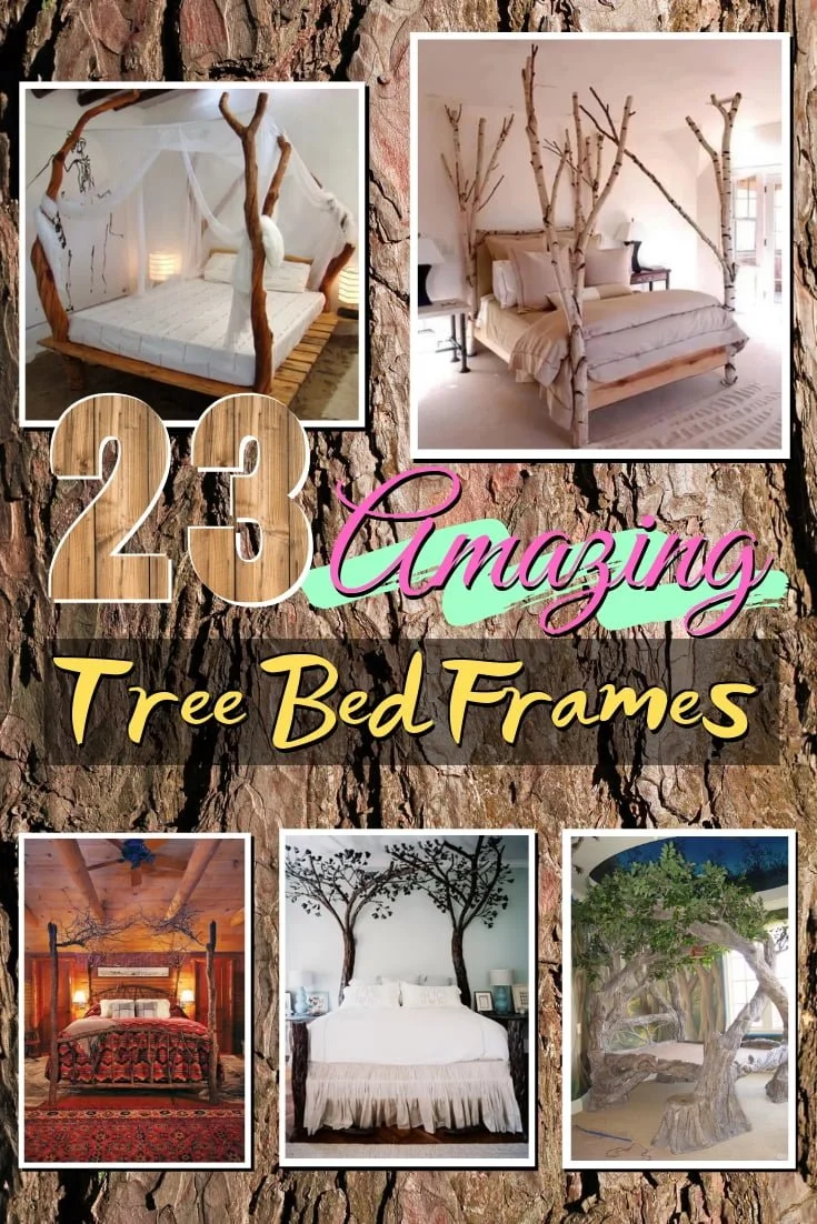 Bed frames made of trees look amazing. Talk about a dreamy fairy tale! This is a great list for inspiration #bedroomdecor #homedecor