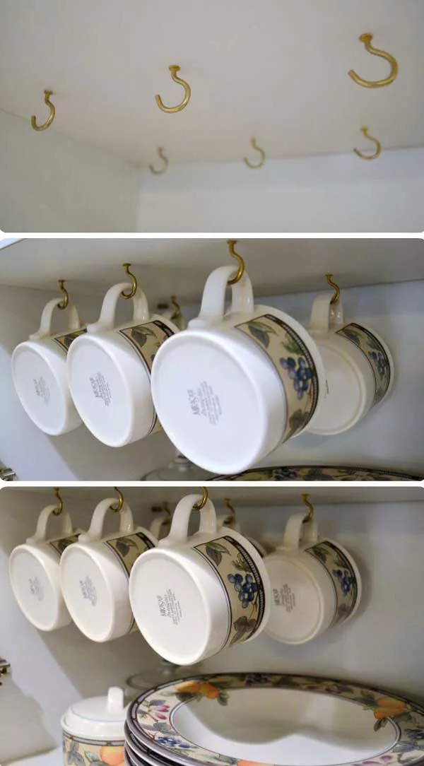 13 Brilliant DIY Mug Racks You'll Have Fun Making - Check out the tutorial for a DIY Under the Cabinet Mug Rack