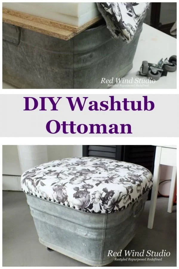 ottoman from a galvanized washtub