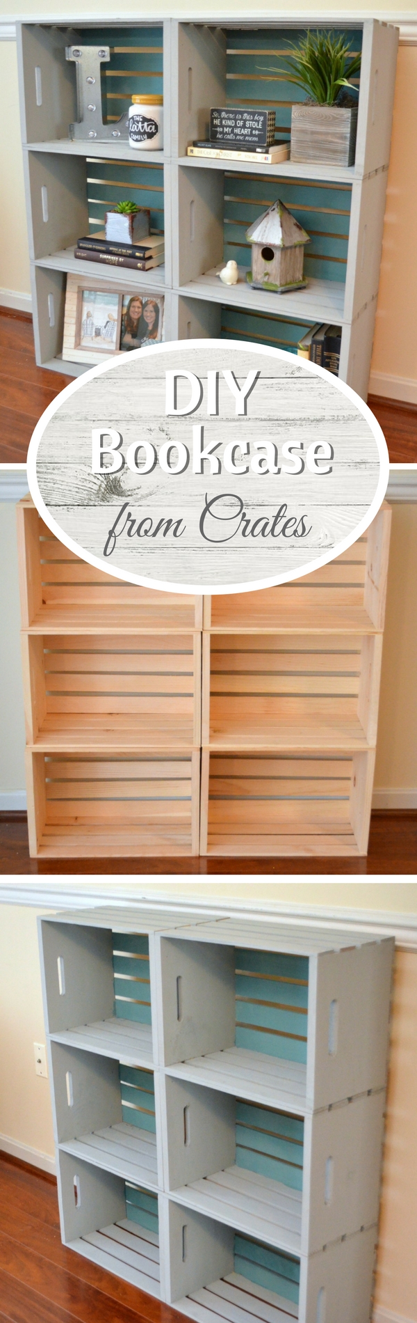 Check out how to build a very easy DIY bookshelf from wooden crates