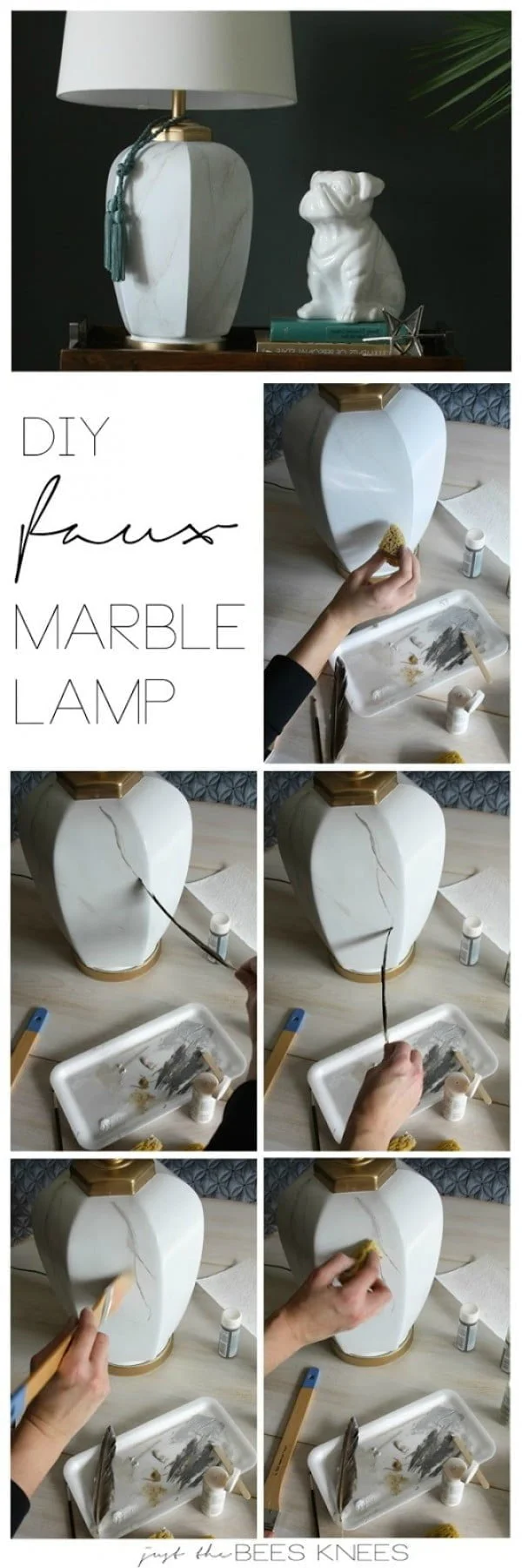 How to make an easy DIY faux marble table lamp