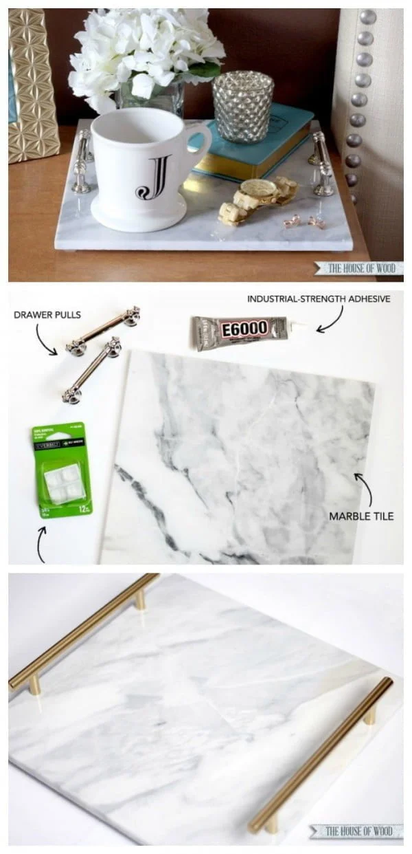 How to make this easy DIY marble tray from a marble tile