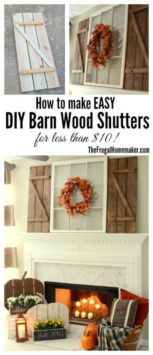 How to make DIY barn wood shutters for farmhouse decor 