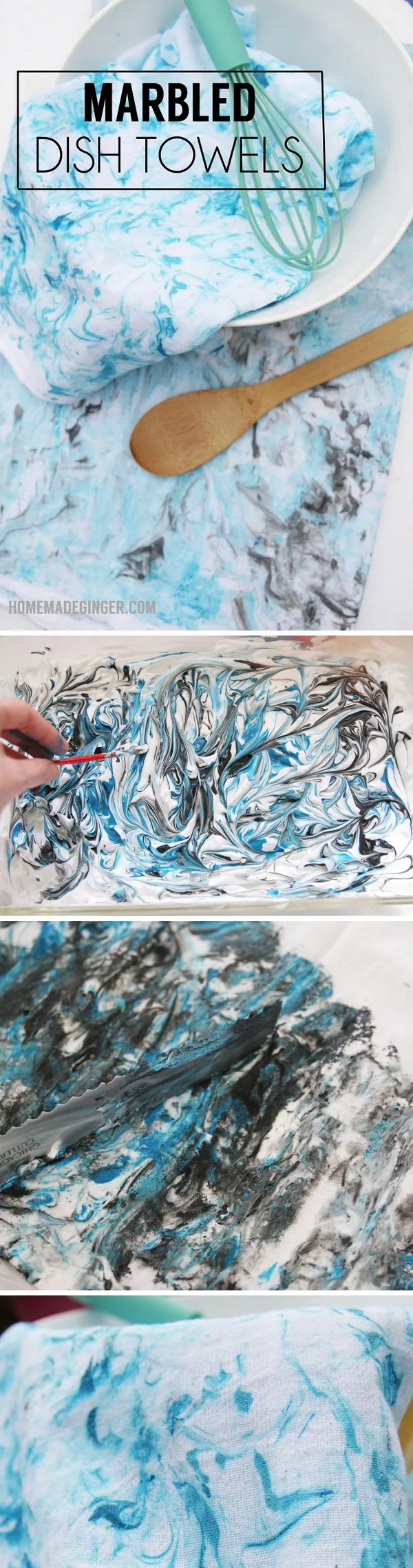 How to make easy DIY marble pattern dish towels