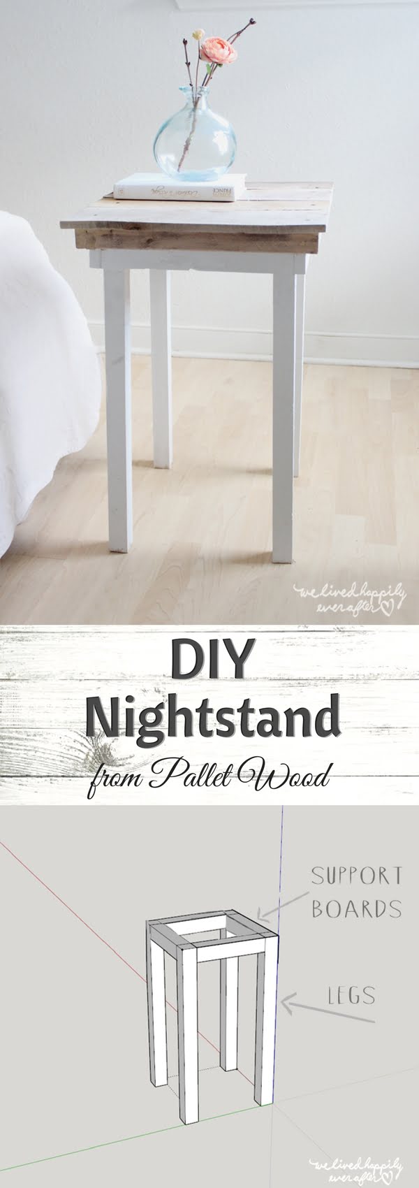 12 Easy DIY Nightstands That You Can Build on a Budget - Check out how to build this easy DIY nightstand from pallet wood