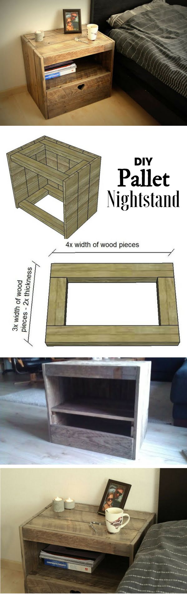 12 Easy DIY Nightstands That You Can Build on a Budget - Check out how to build an easy DIY pallet nightstand