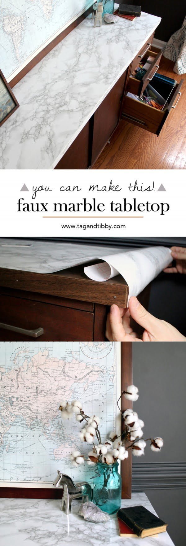 How to make an easy DIY faux marble tabletop 