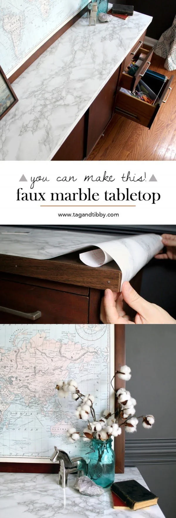 How to make an easy DIY faux marble tabletop