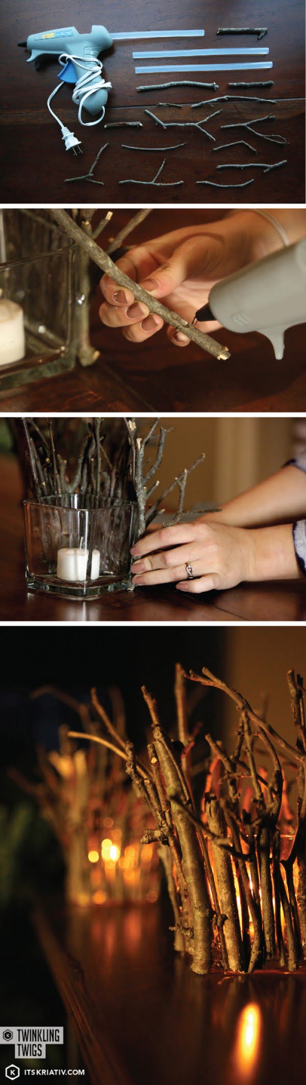 Check out how to make these DIY rustic twig candle holders 