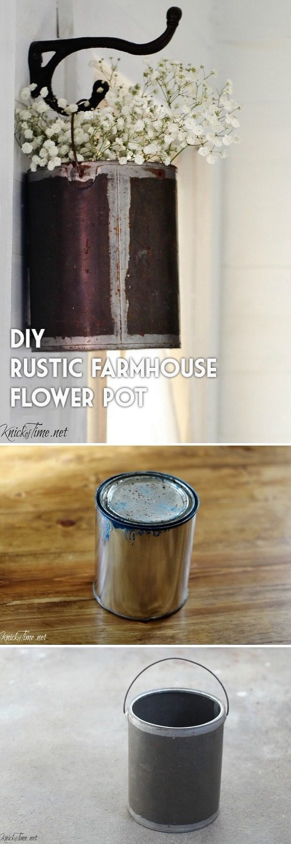 How to repurpose a paint can to a DIY farmhouse style flower pot 