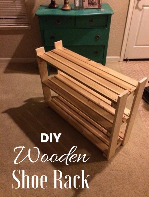 wooden DIY shoe rack project