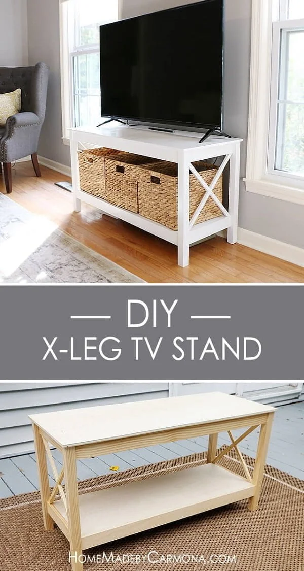 X-leg Pottery Barn style tv stand