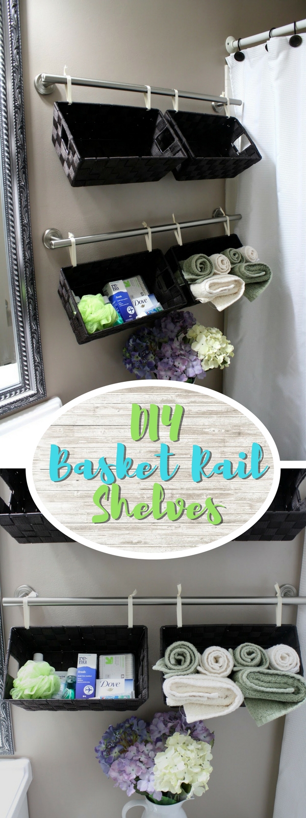 How to make DIY basket shelves in a small bathroom