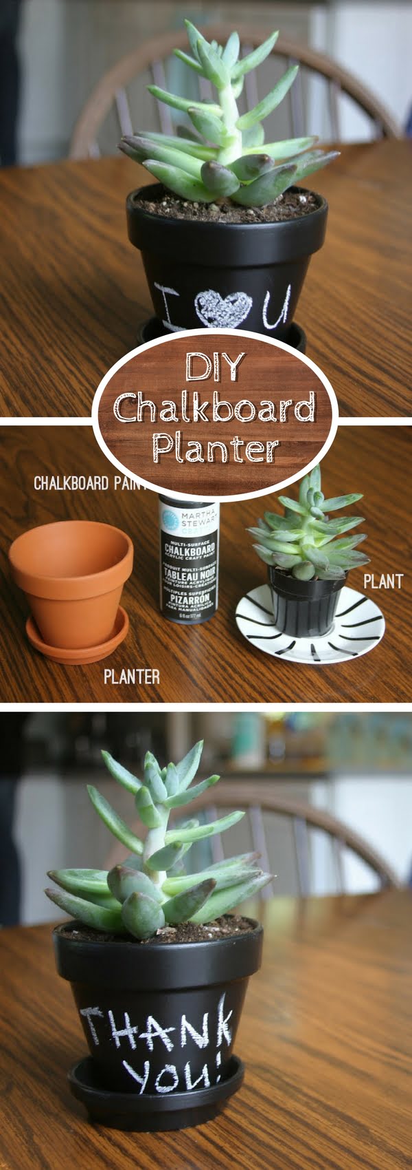 Check out how to make a DIY chalkboard planter