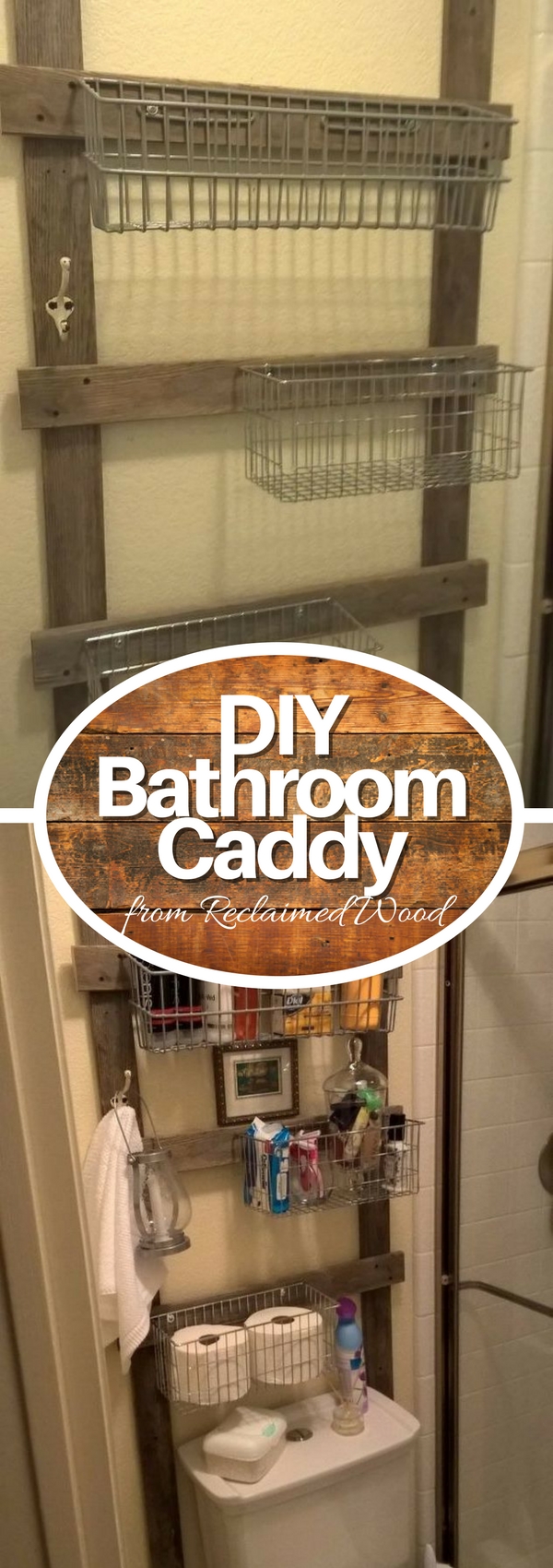 How to build a DIY rustic reclaimed wood bathroom storage caddy