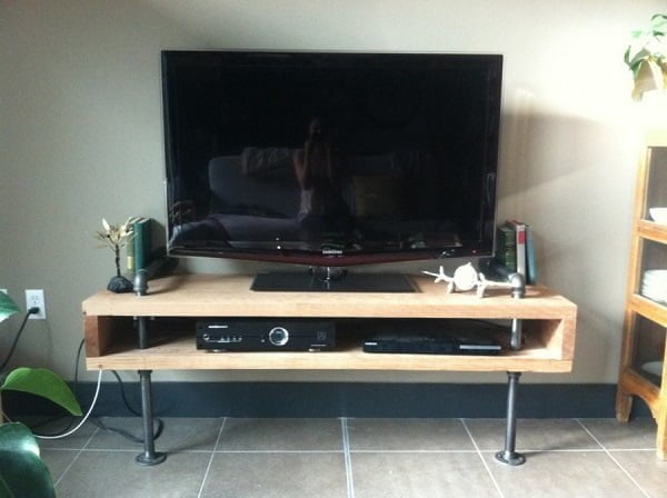 diy pipe wood tv stand