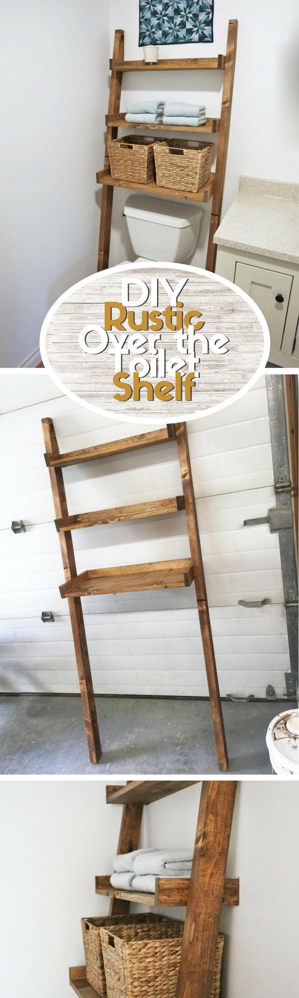 How to build a DIY leaning over the toilet shelf for a small bathroom