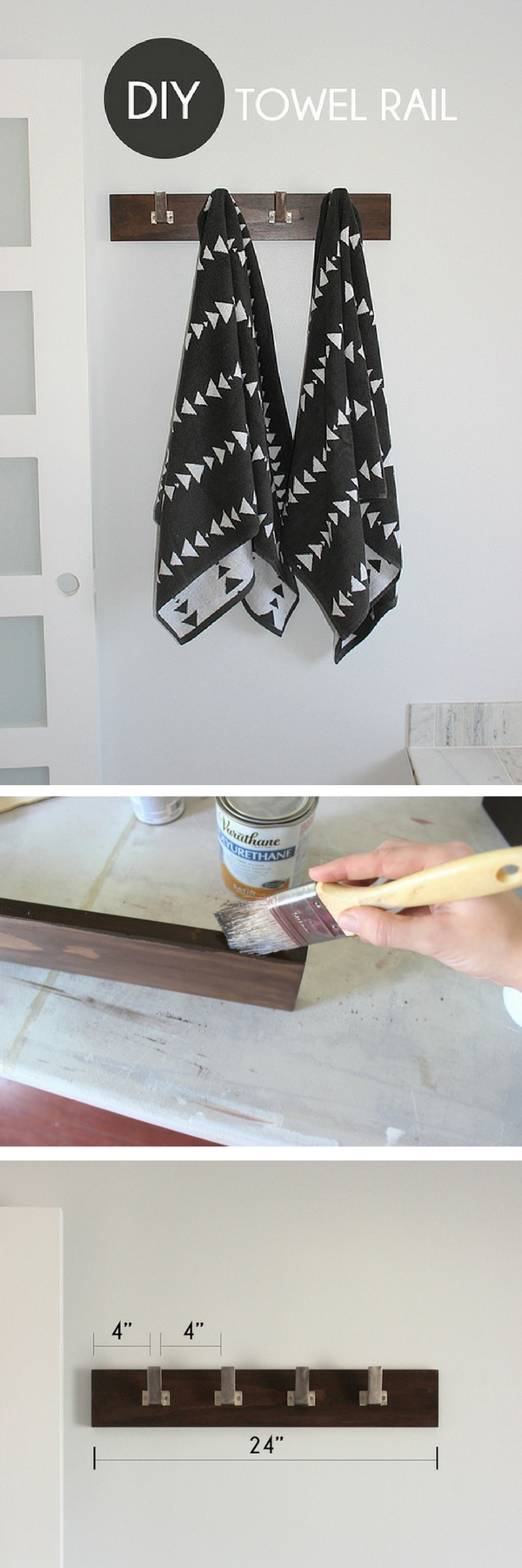How to build an easy DIY rustic towel rail for a small bathroom