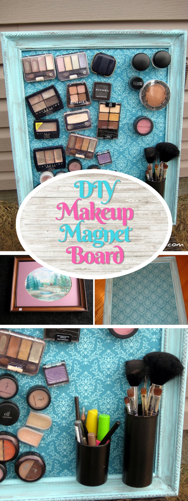 How to make an easy DIY makeup magnet board for a small bathroom
