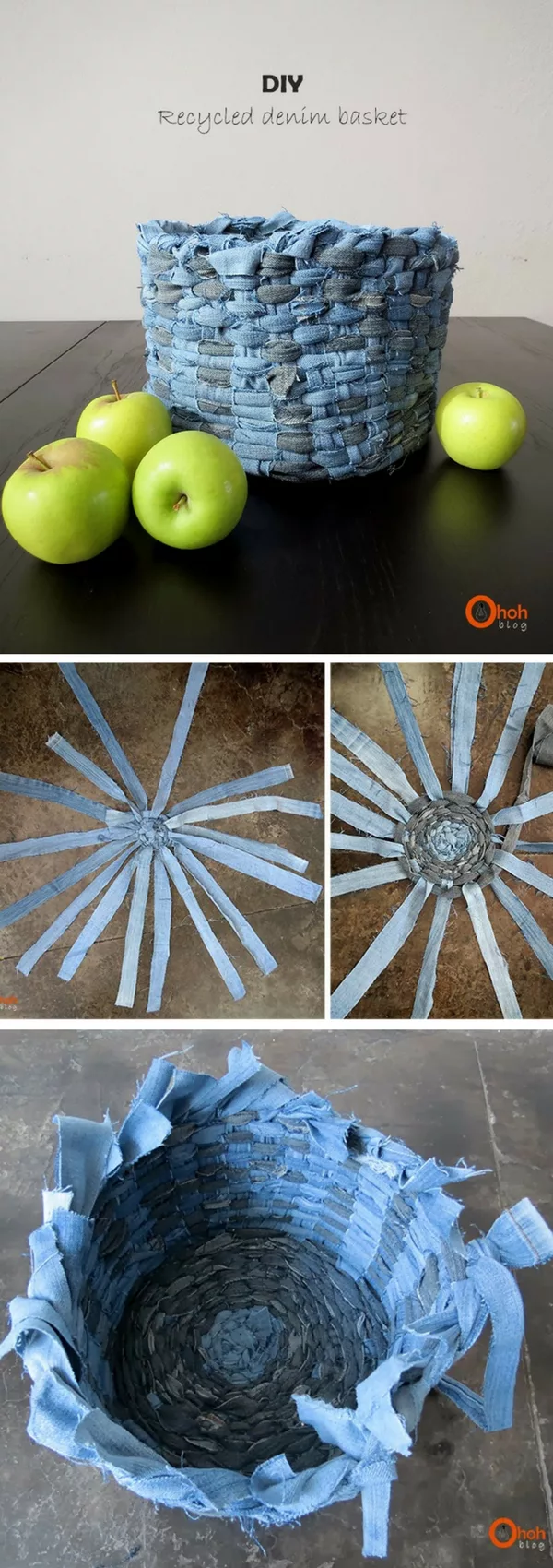 Check out how to make a DIY decorative basket from old jeans 