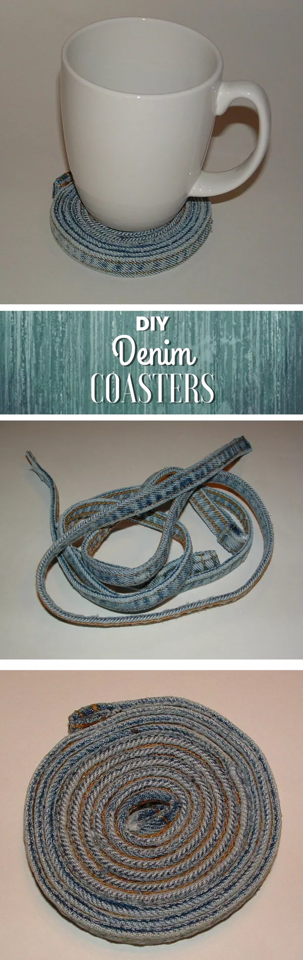 Check out how to make a decorative DIY coaster from reclaimed jeans 