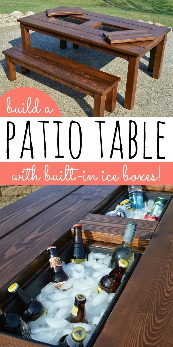 Check out how to build a DIY outdoor patio table with built-in ice boxes