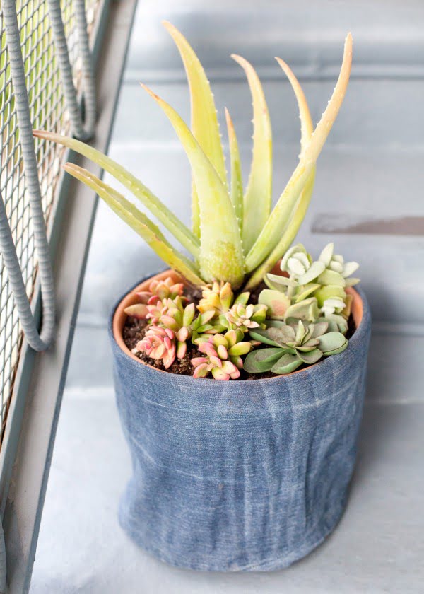 Great idea! Check out the tutorial on how to make a  denim garden planter 