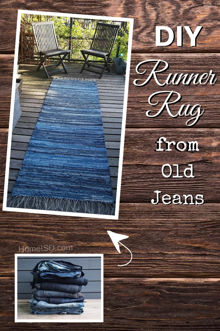 DIY Denim Runner Rug from old jeans - what a great idea! Check out other DIY crafts with old jeans on this list too!  