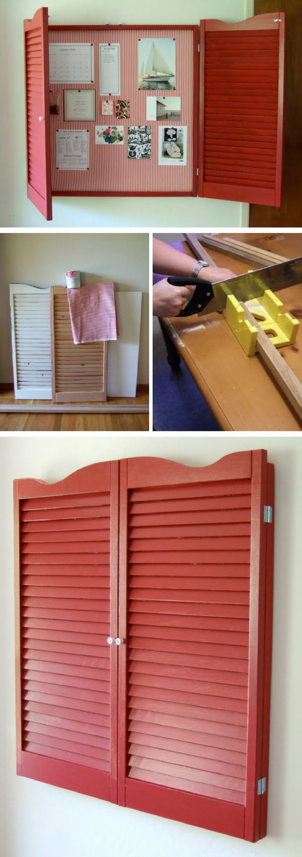 How to build this DIY bulletin board from old shutters 