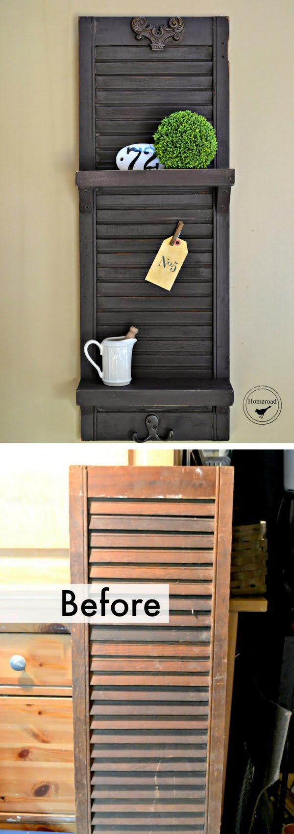How to build a DIY shelf from old shutters 