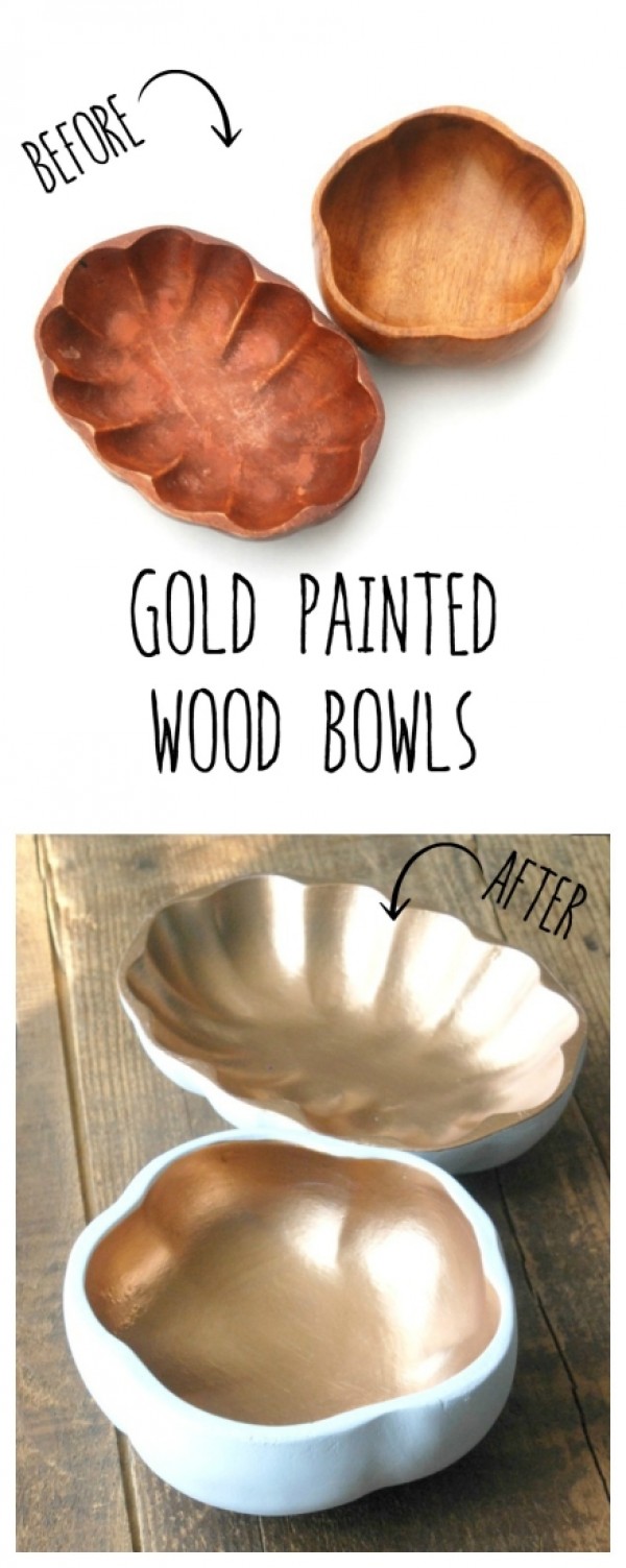 How to make DIY gold painted wood bowls