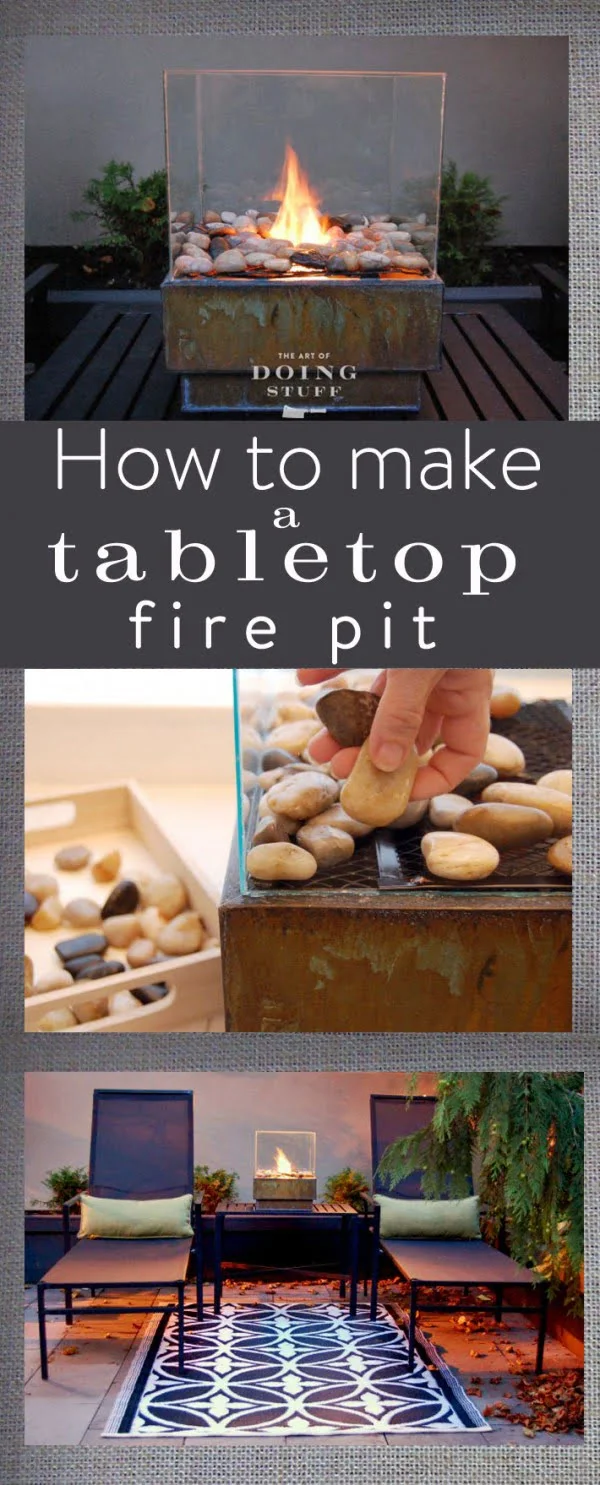 Check out the tutorial on how to make a DIY glass tabletop fire pit