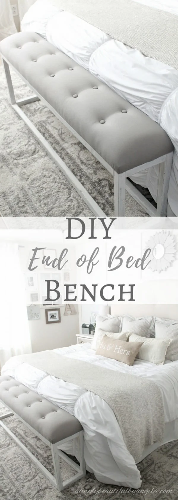 Check out the tutorial on how to make an easy DIY bed end bench