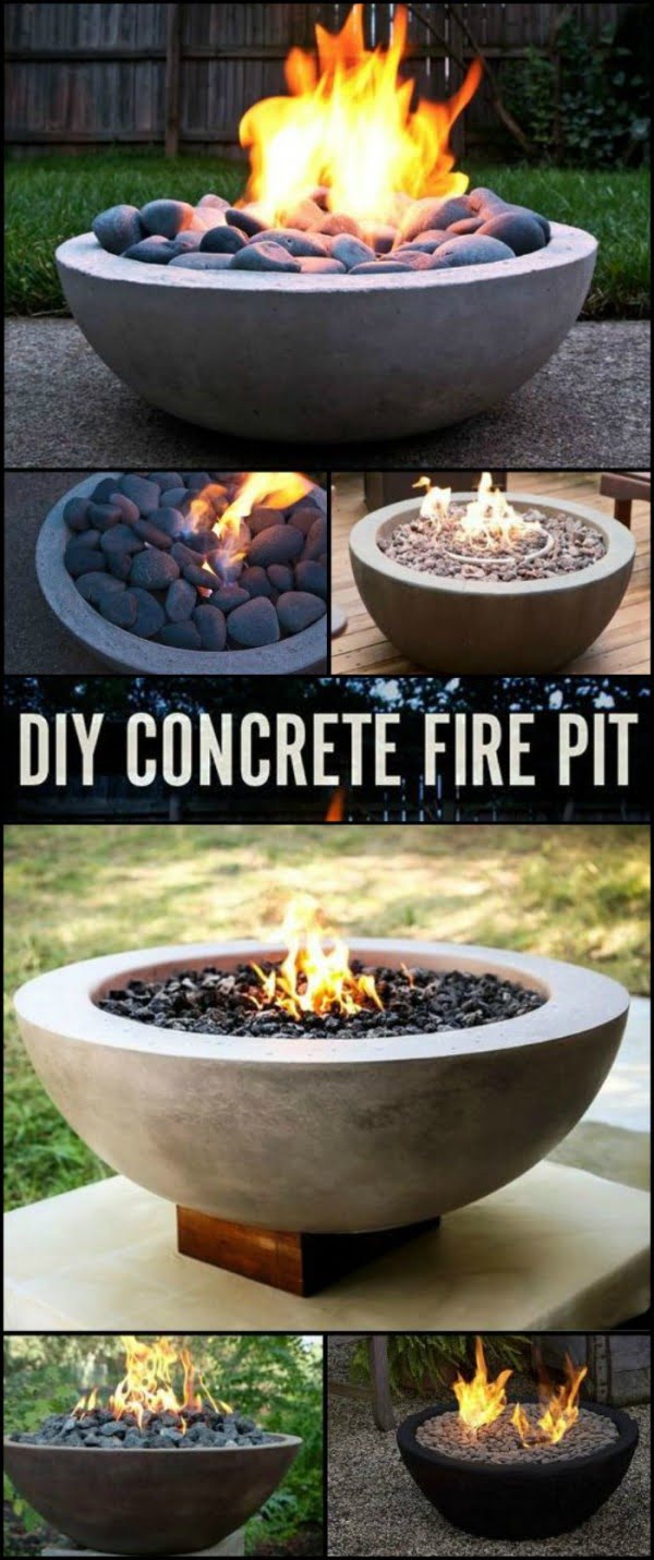 Check out the tutorial on how to make a DIY concrete bowl fire pit