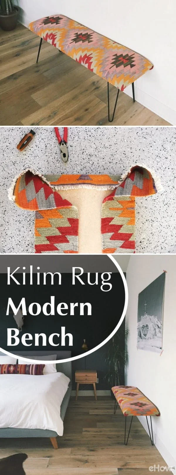 Check out the tutorial on how to make a DIY kilim rug bench