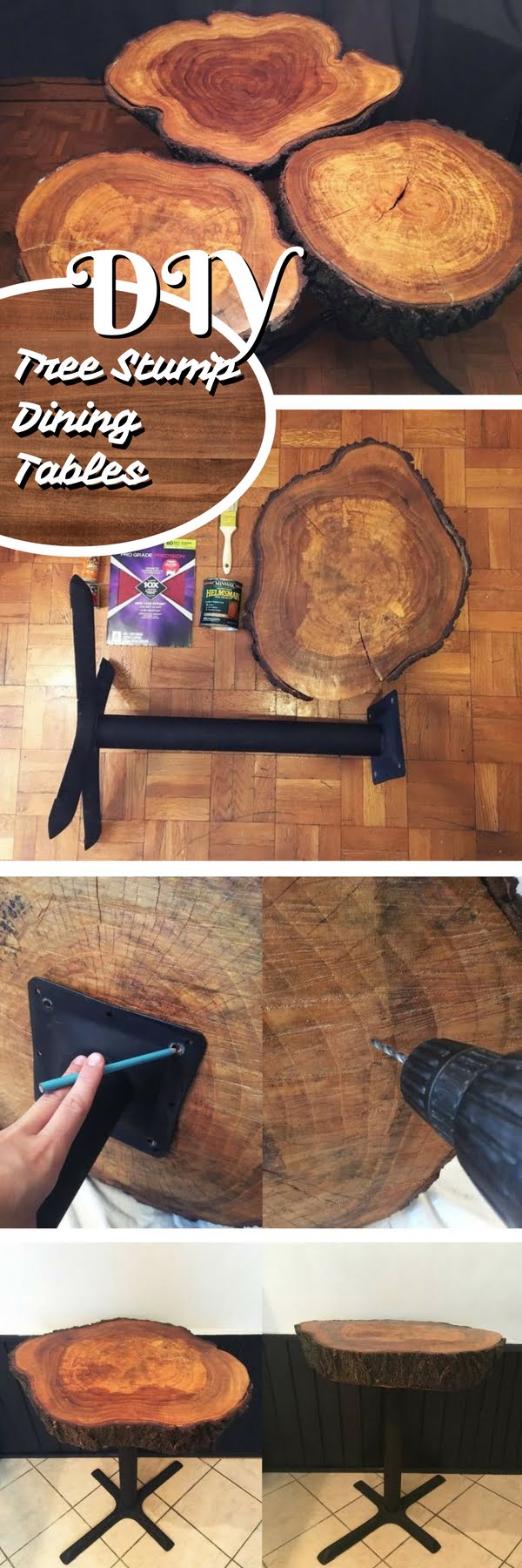 How to build DIY dining room tables from tree trunk
