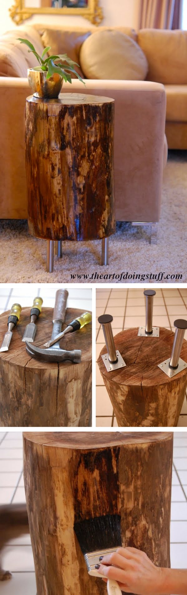 How to make a DIY tree stump side table 