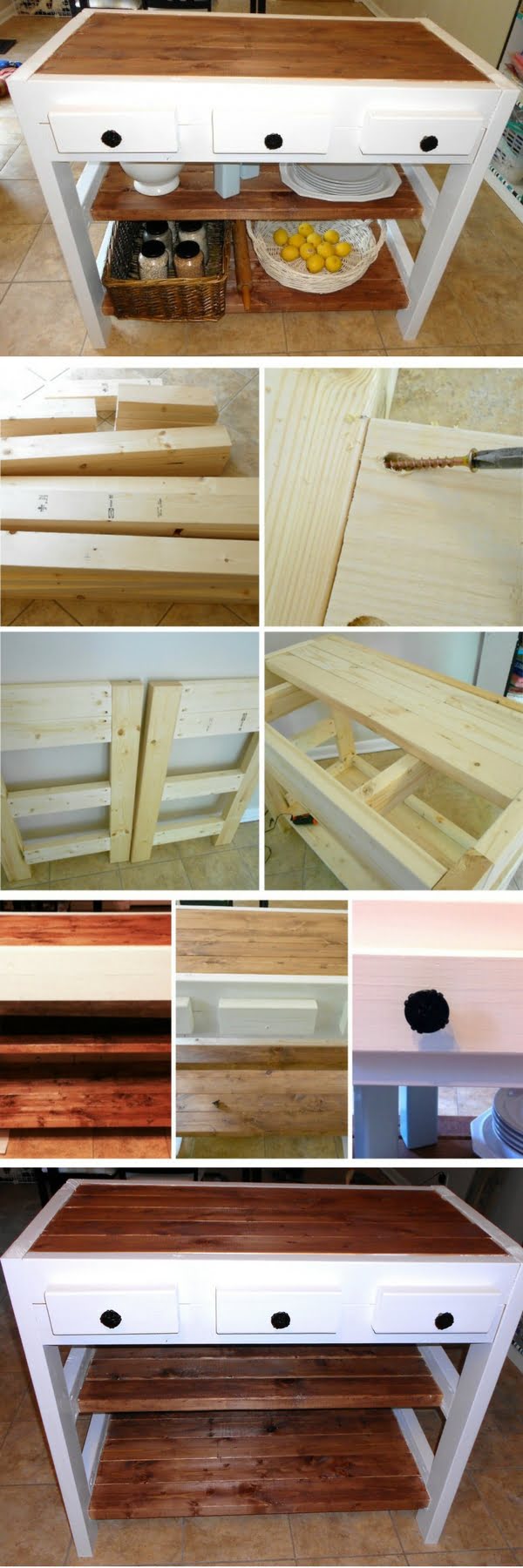 20 Crafty 2x4 DIY Projects That You Can Easily Make - Check out the tutorial on how to build a DIY kitchen island from 2x4s