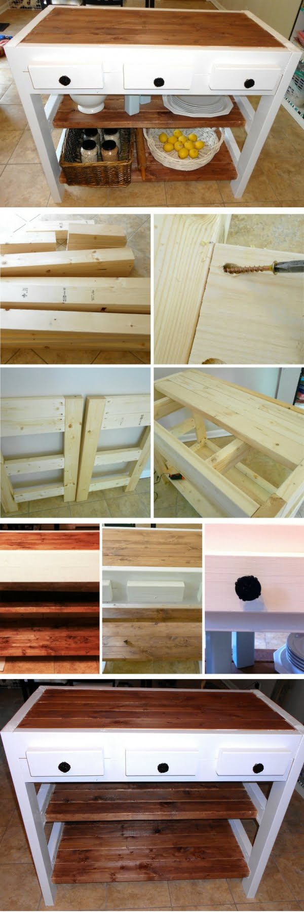 DIY kitchen island from 2x4s 