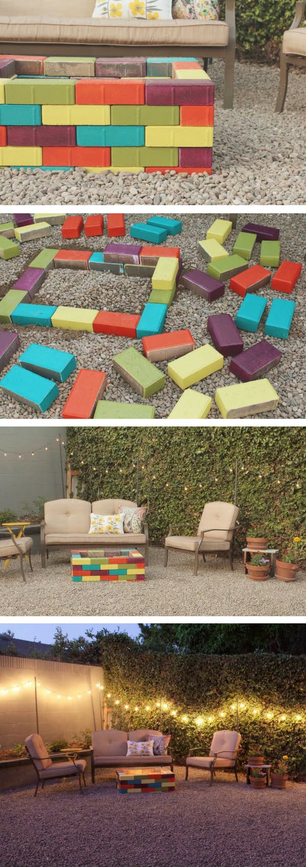 Check out the tutorial on how to make a DIY colorful fire pit