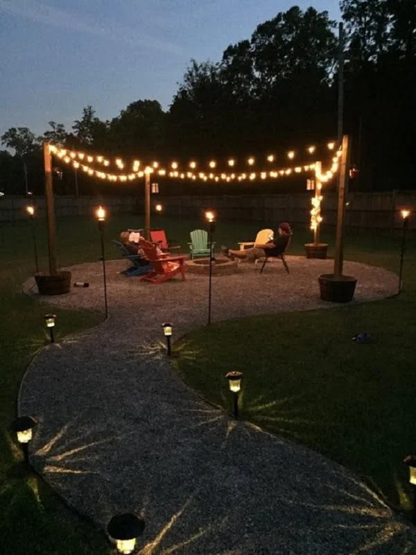 How to make a fire pit with a seating are in the . Great project idea!