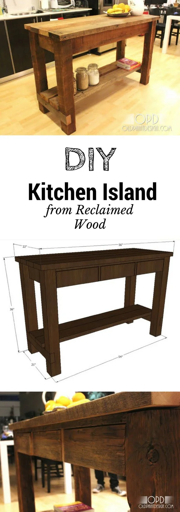 DIY reclaimed wood kitchen island 