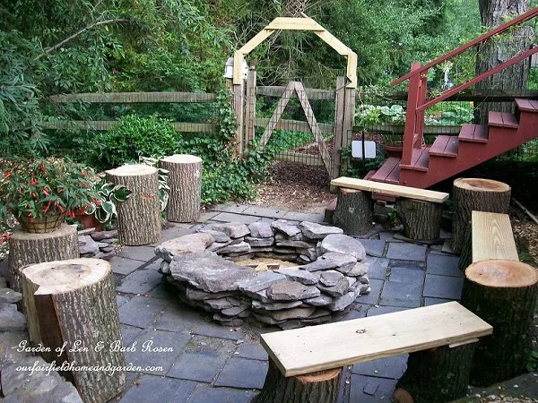 How to make an easy fire pit from stacked stones in your . Great idea!