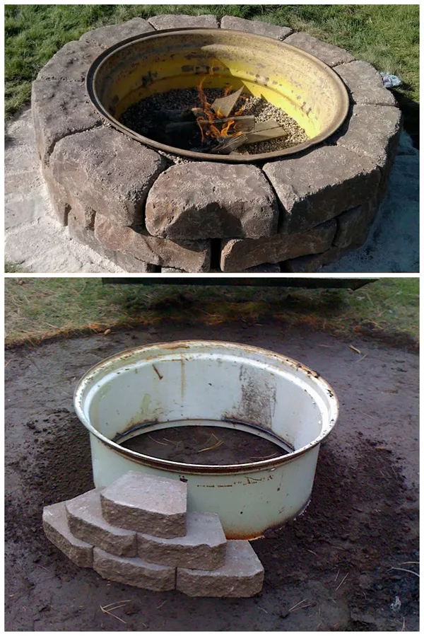 How to make a fire pit from a repurposed tractor tire. Great project idea!