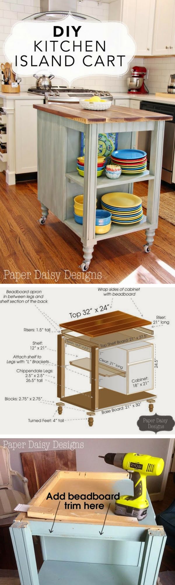 DIY kitchen island cart 