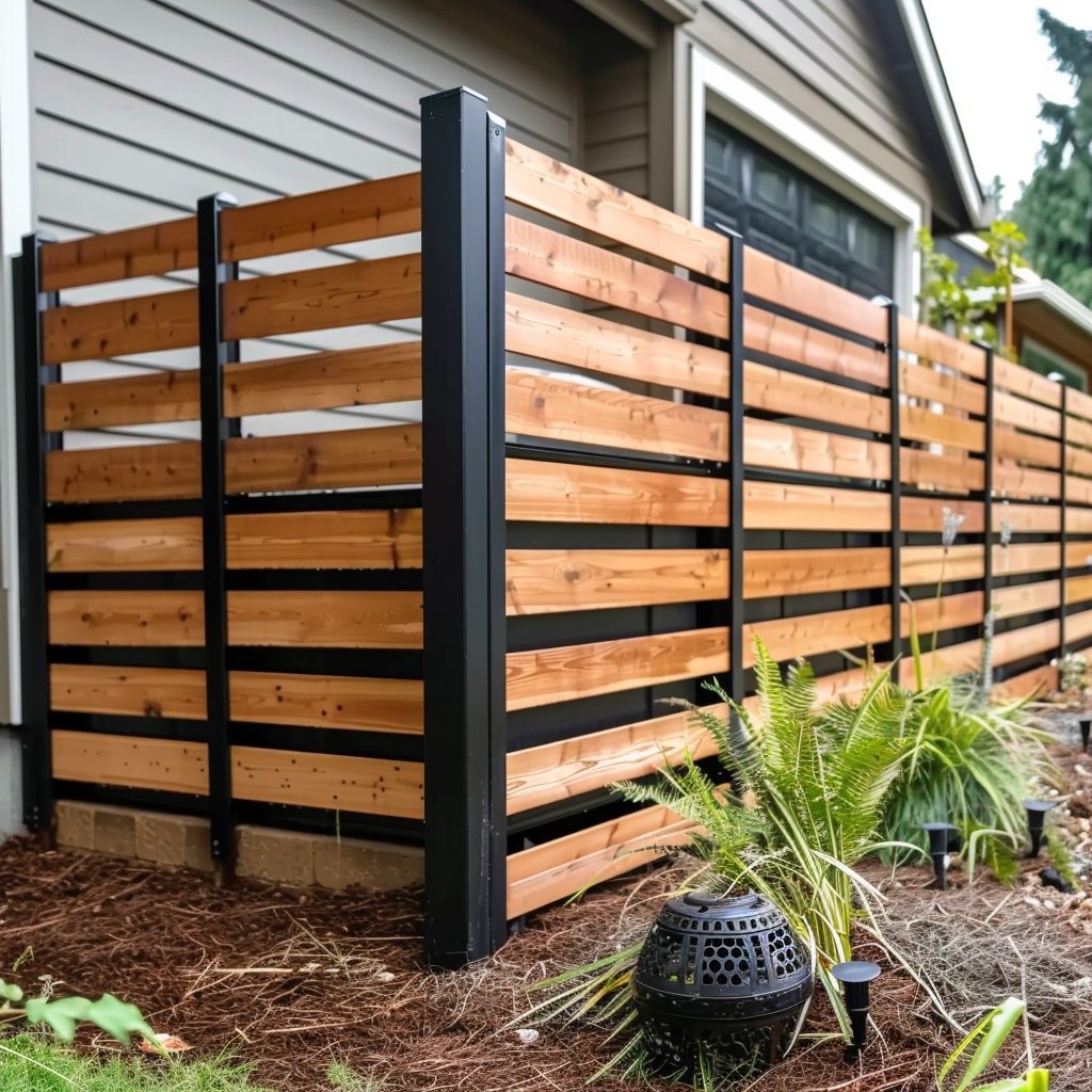 modern wooden panel fence