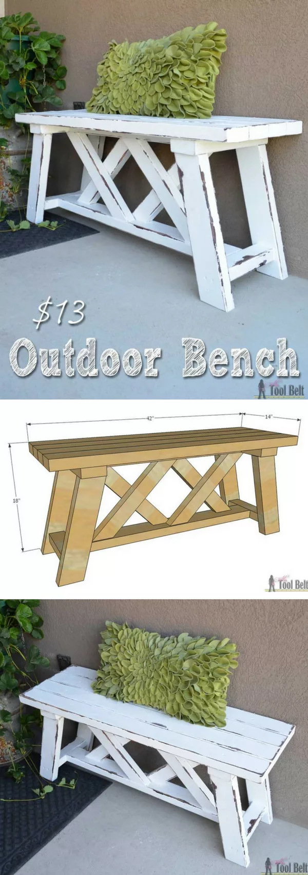 Check out the tutorial on how to make a DIY outdoor bench