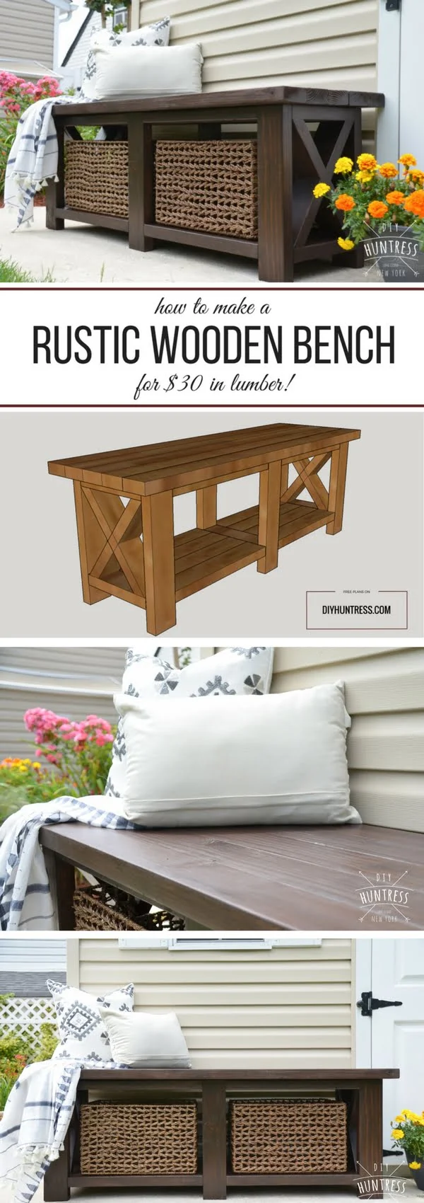 Check out the tutorial on how to make a DIY rustic bench